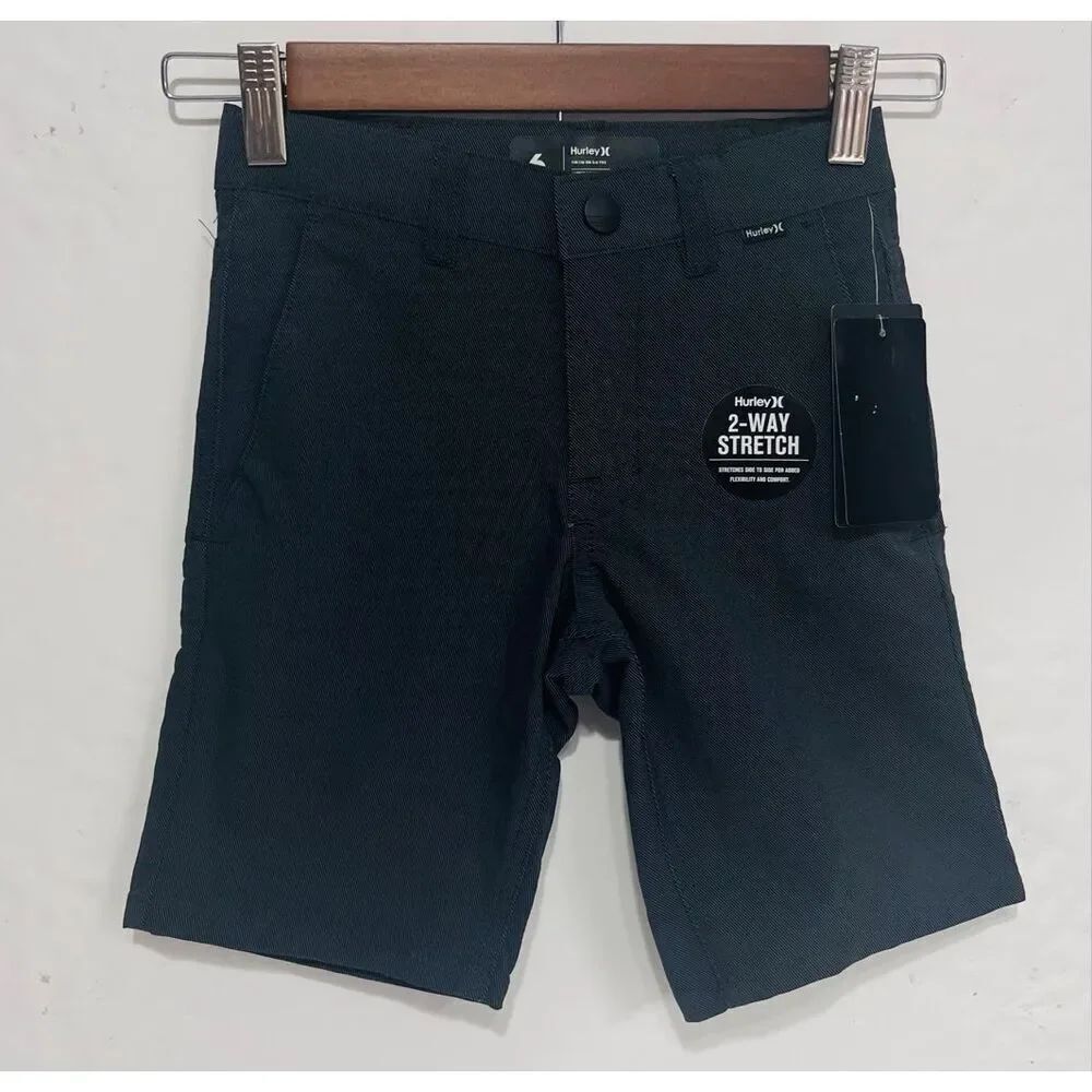 Boys Black Hurley H20-Dri 2 Way Stretch Shorts   Size 6   NWT